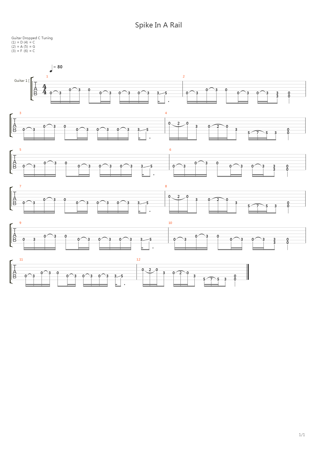 Spike In A Rail吉他谱