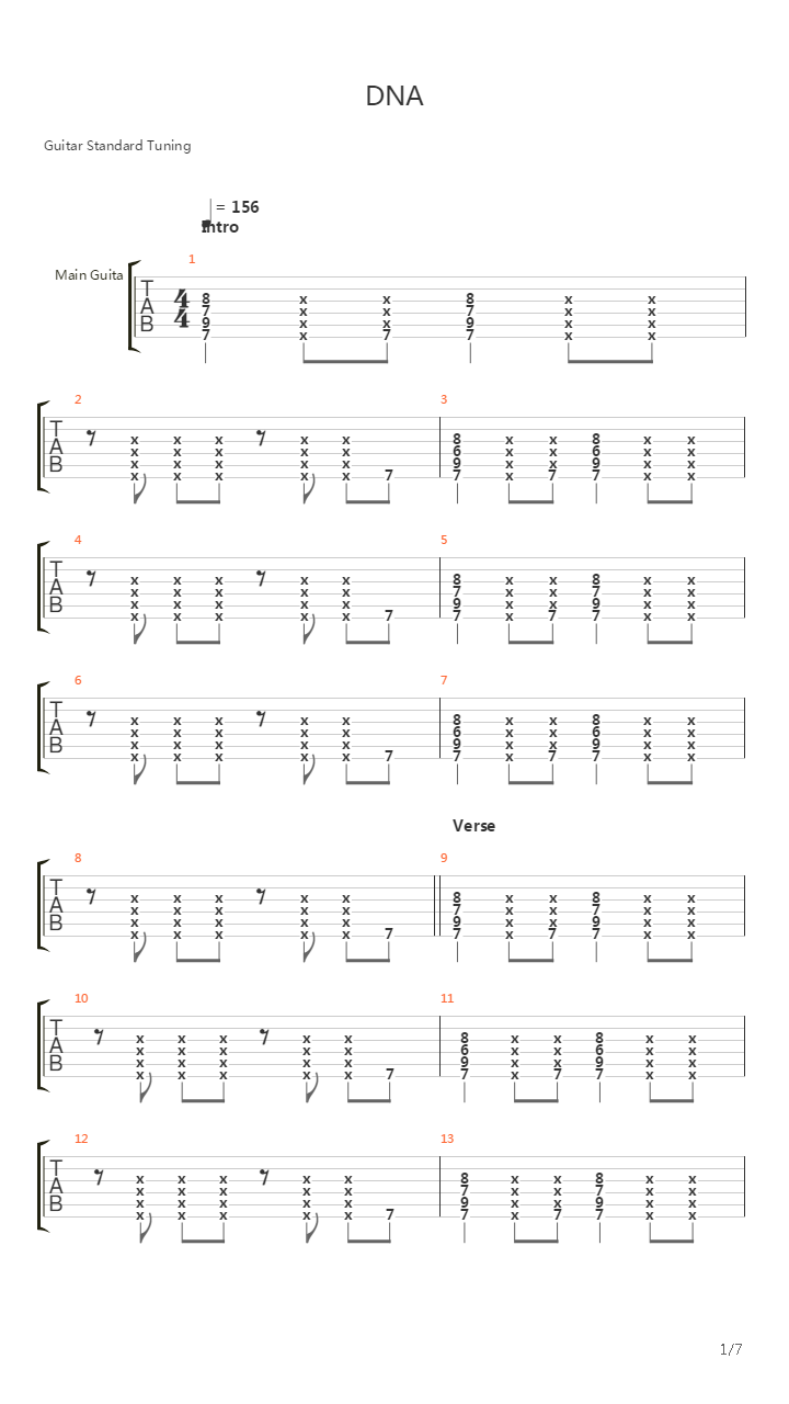 Dna吉他谱