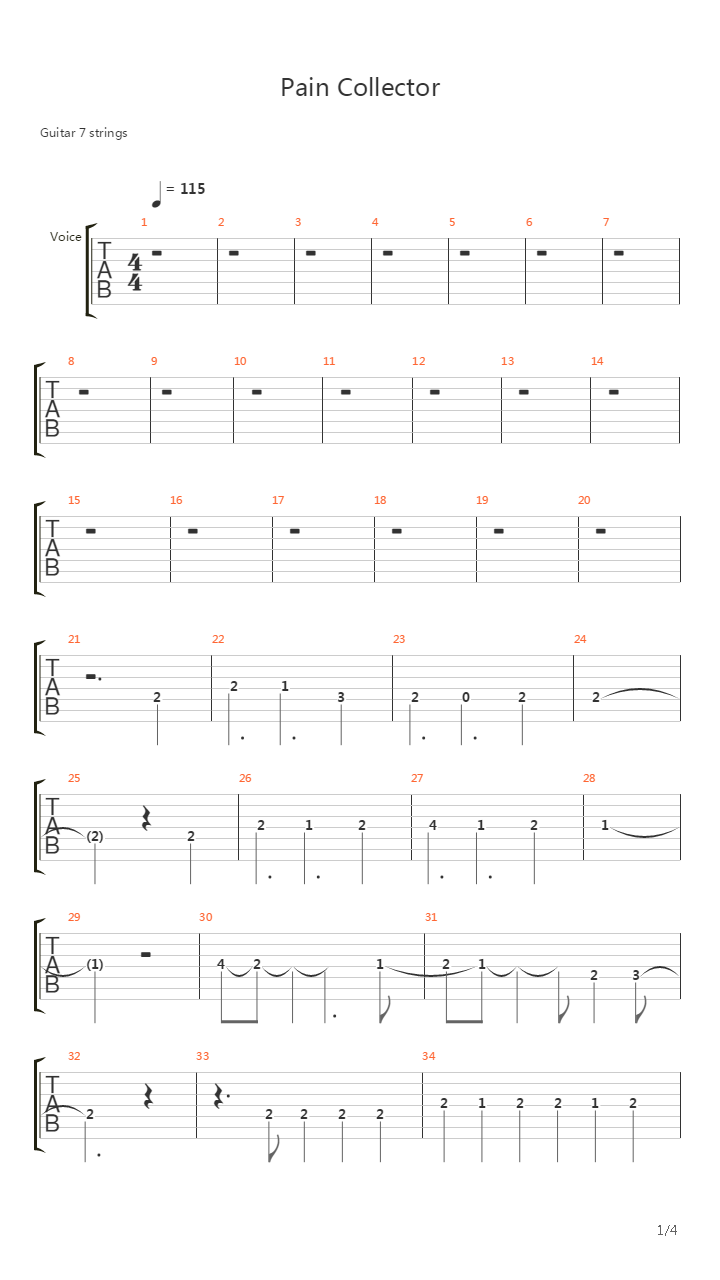 Pain Collector吉他谱