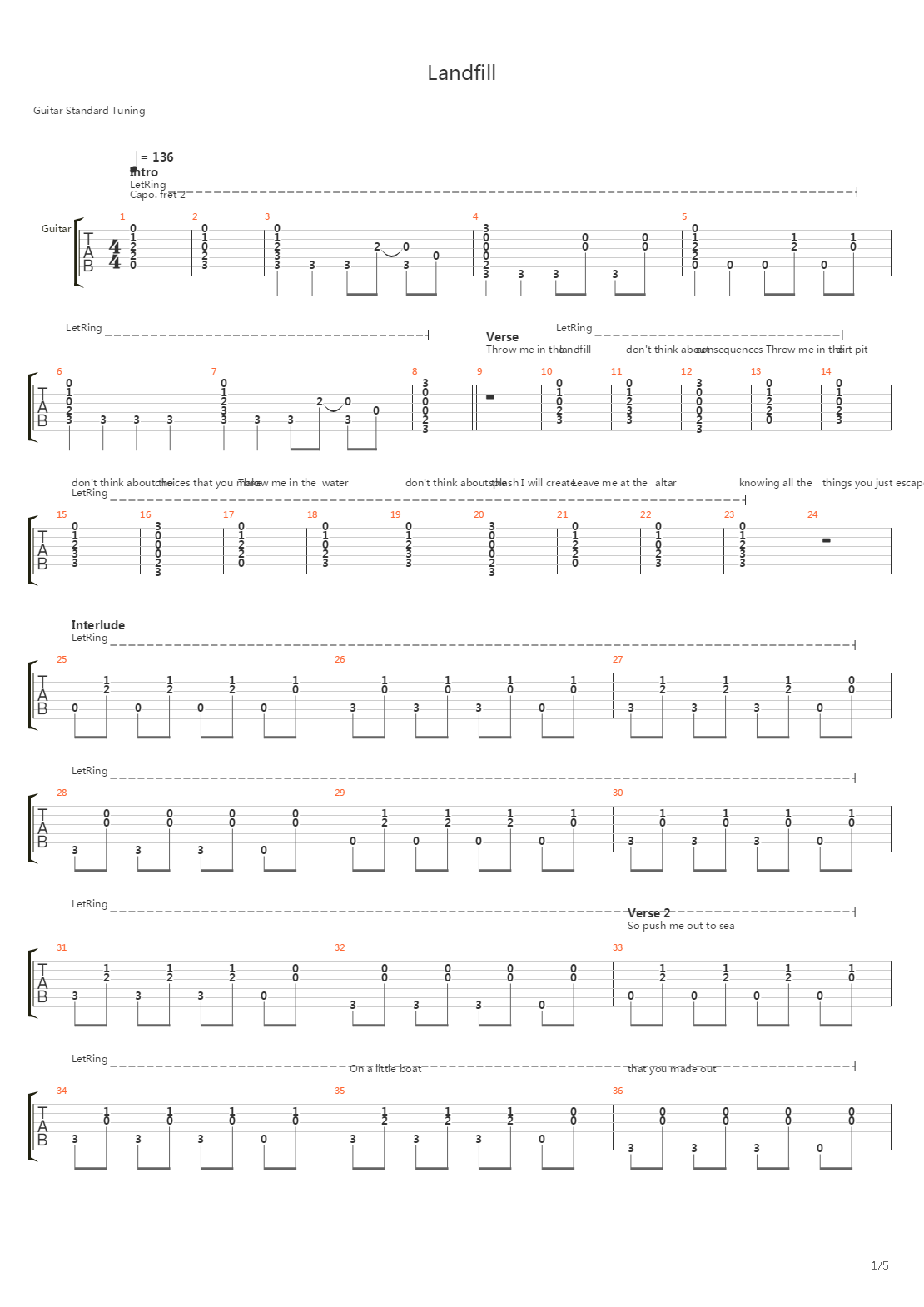 Landfill吉他谱