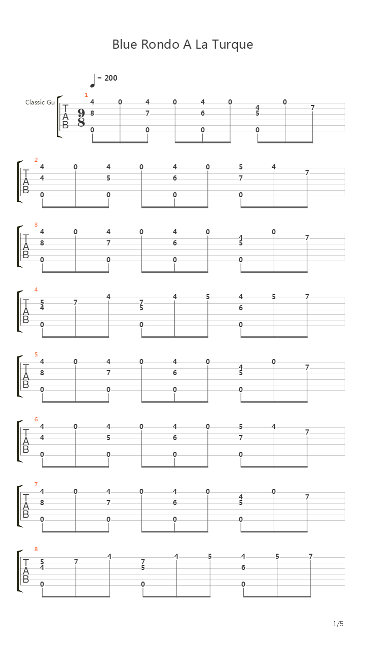 Blue Rondo A La Turque吉他谱