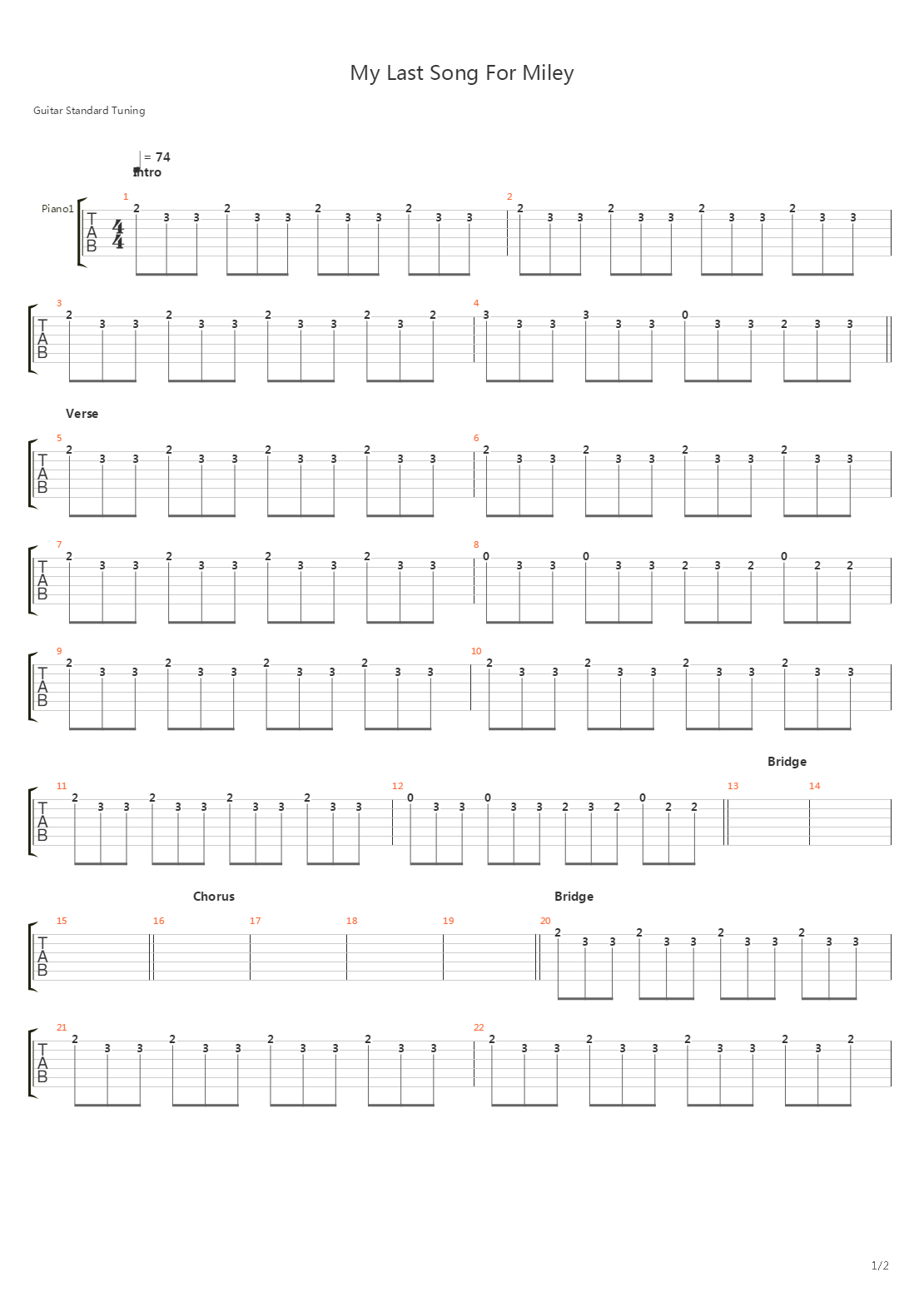 My Last Song For Miley吉他谱