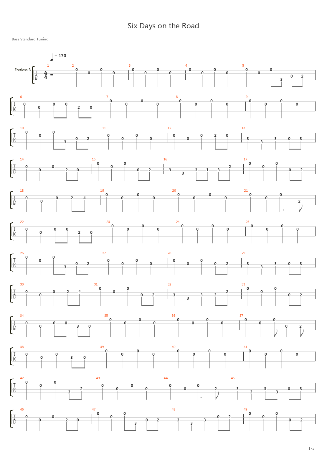 Six Days On The Road吉他谱