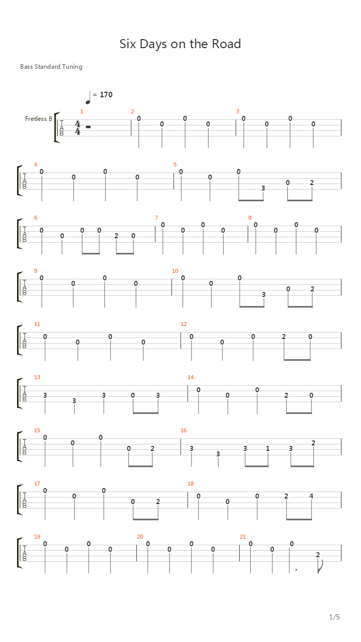 Six Days On The Road吉他谱