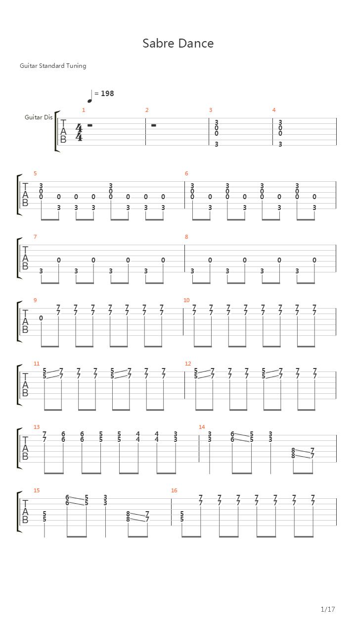 Sabre Dance吉他谱