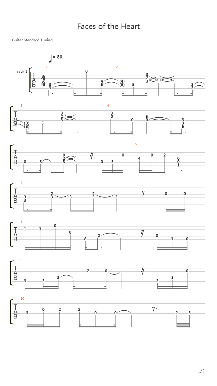 Faces Of The Heart吉他谱