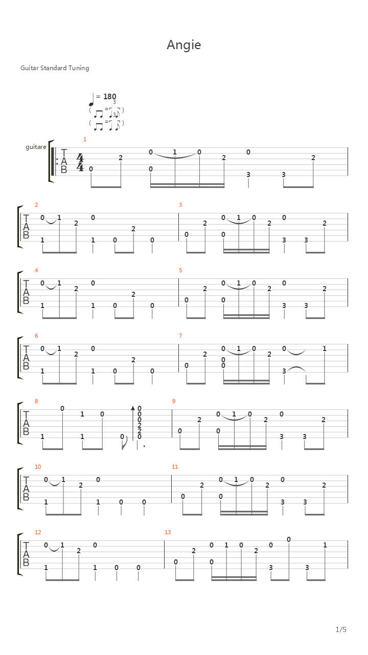 Angie吉他谱