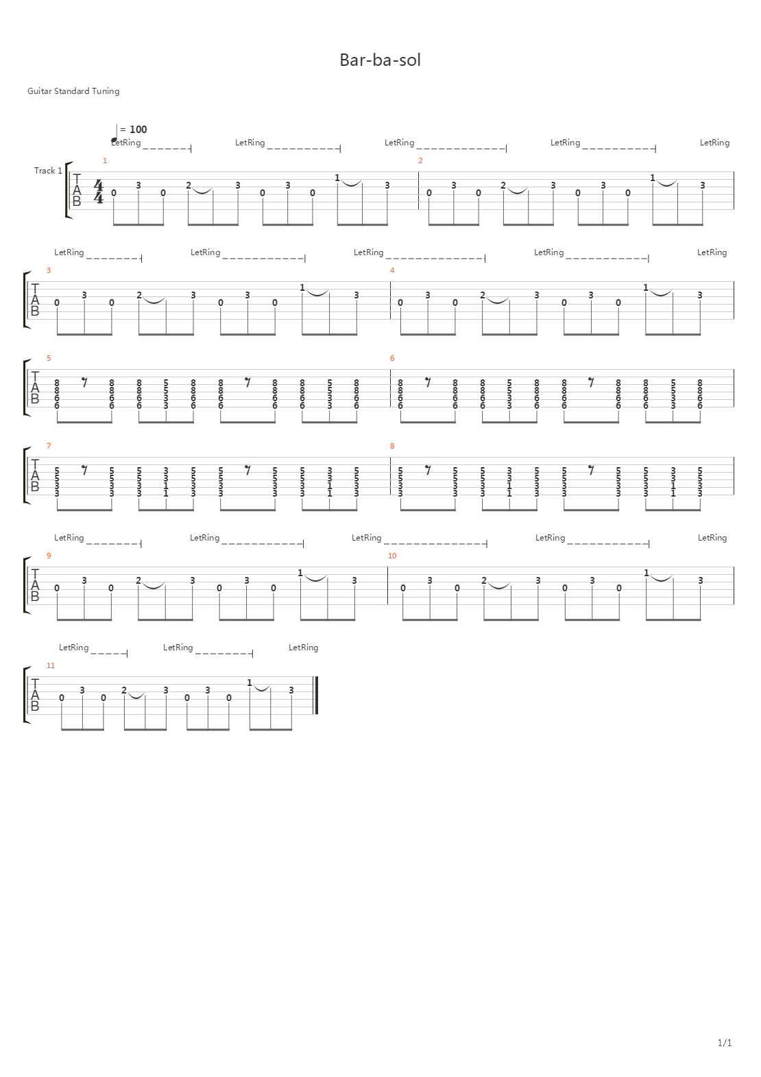 Bar-ba-sol吉他谱