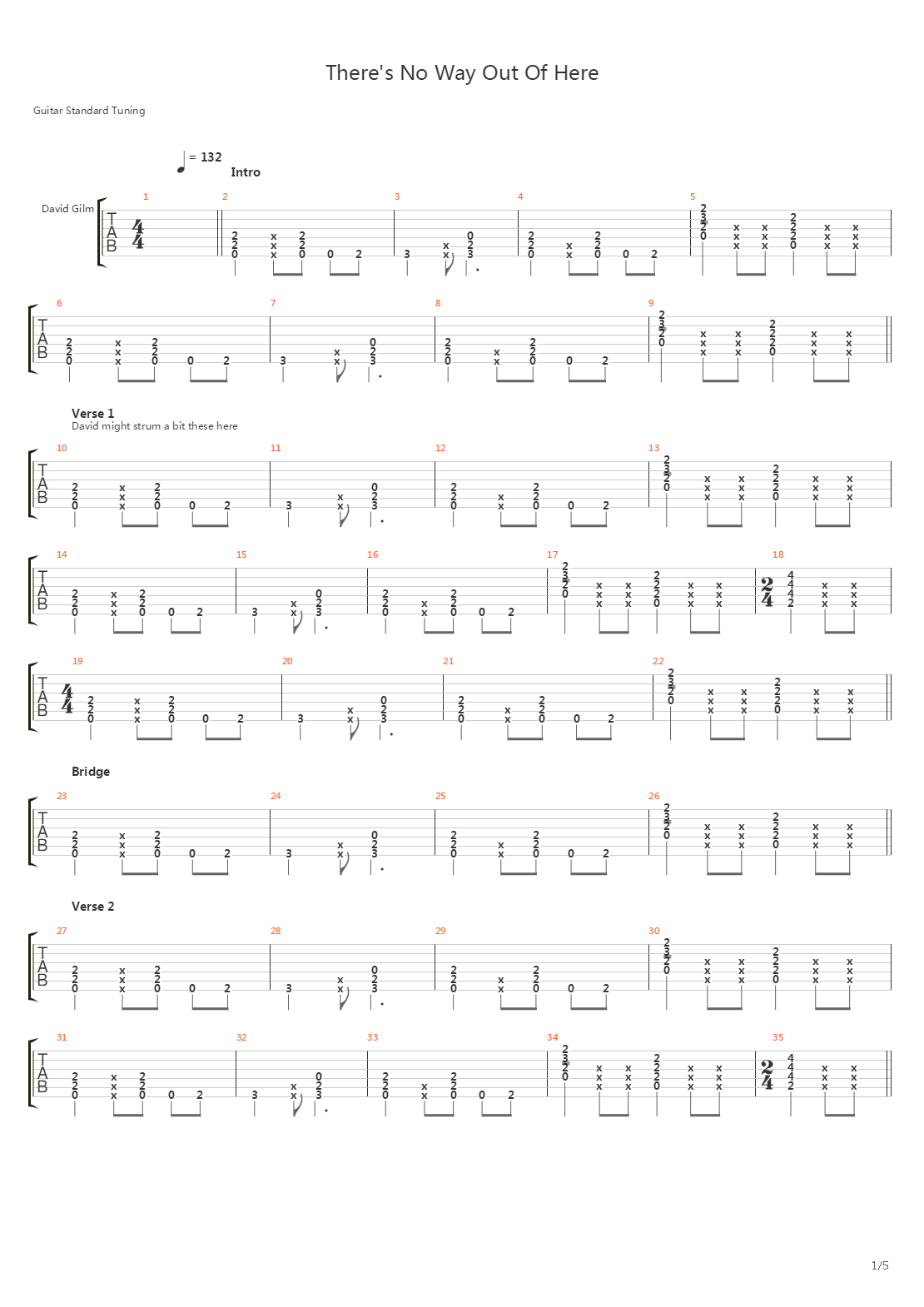 Theres No Way Out Of Here吉他谱