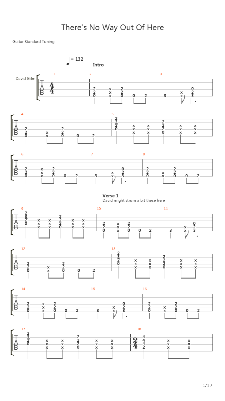 Theres No Way Out Of Here吉他谱