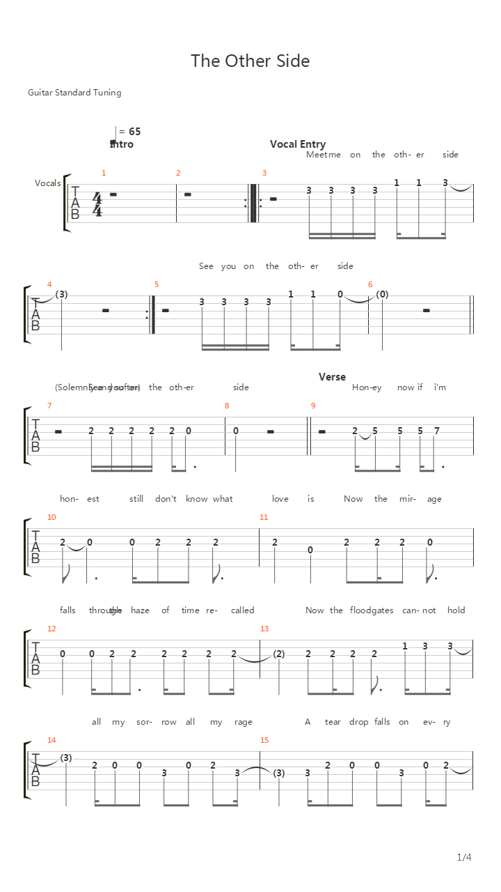 Other Side吉他谱