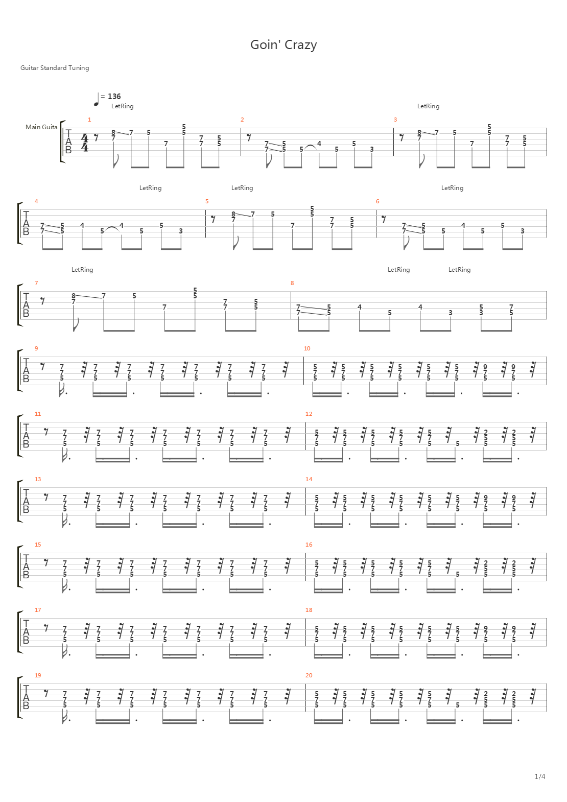 Goin Crazy吉他谱