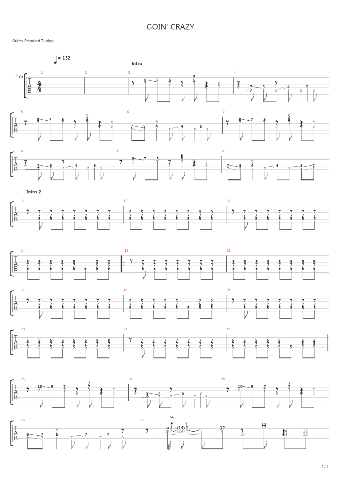 Goin Crazy吉他谱
