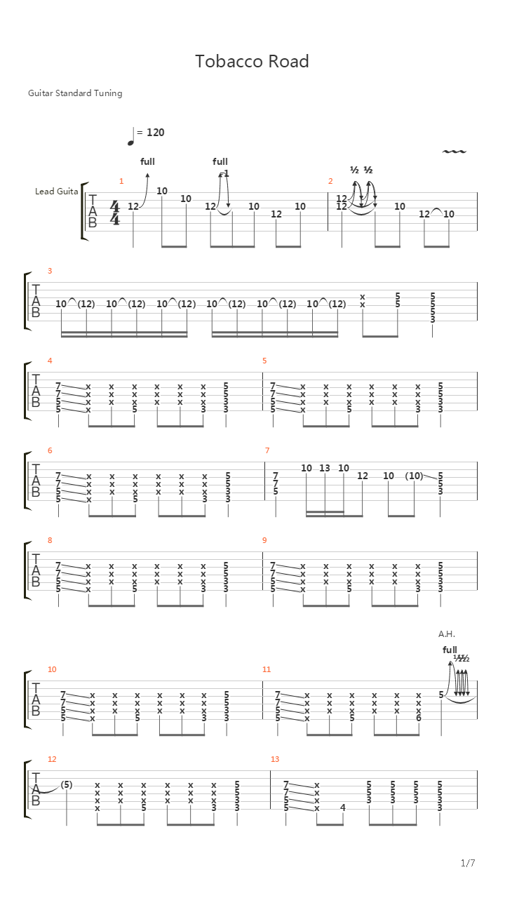 Tobacco Road吉他谱