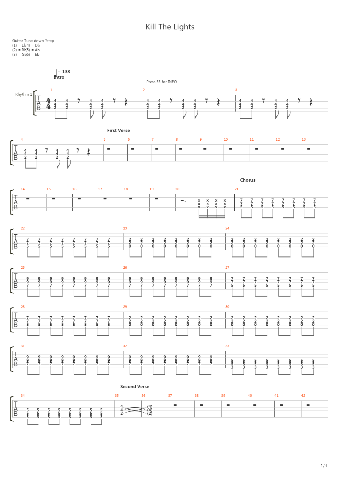Kill The Lights吉他谱