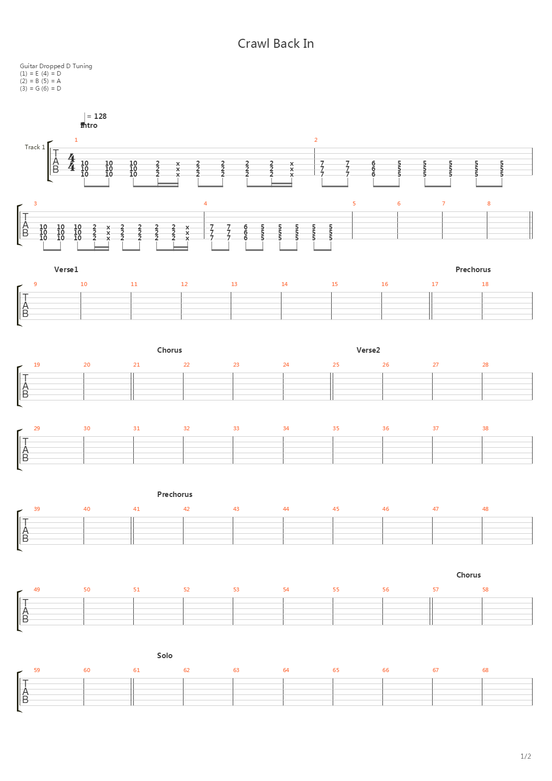 Crawl Back In吉他谱