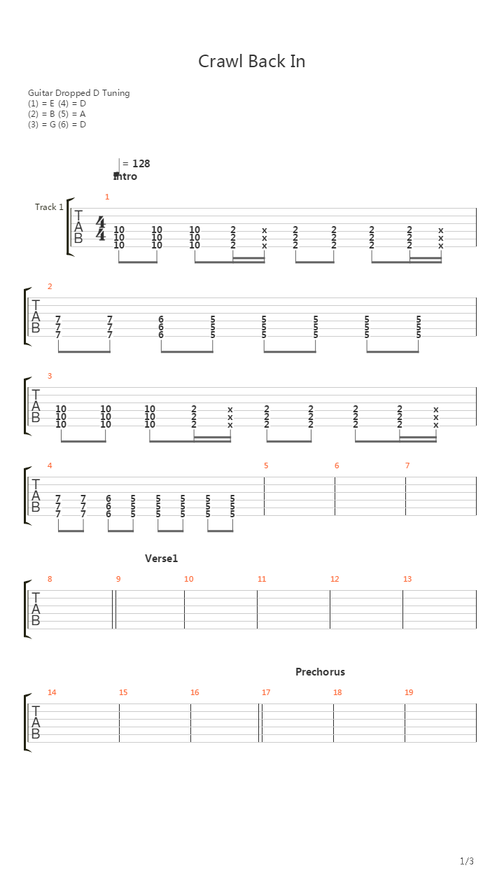 Crawl Back In吉他谱