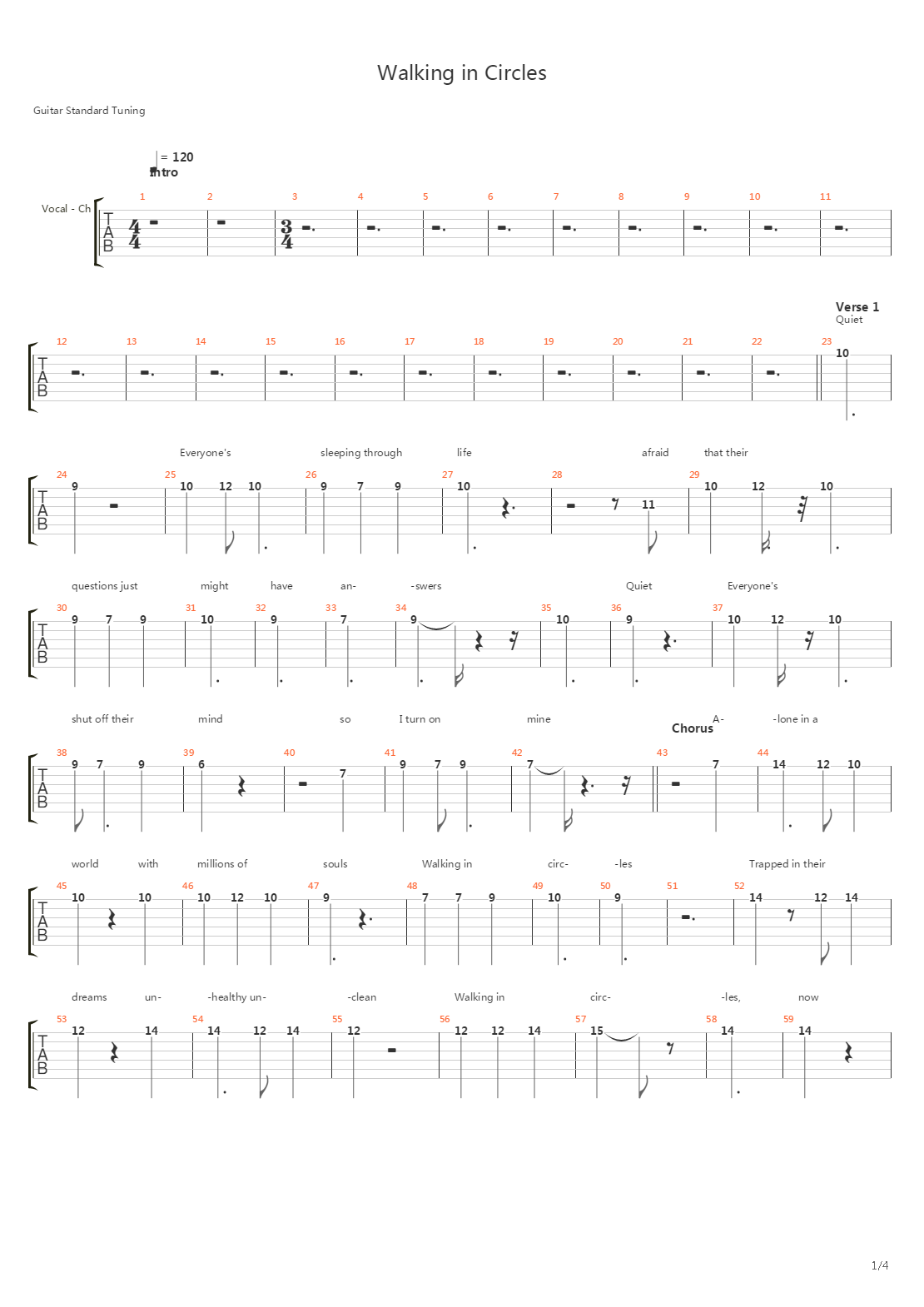 Walking In Circles吉他谱