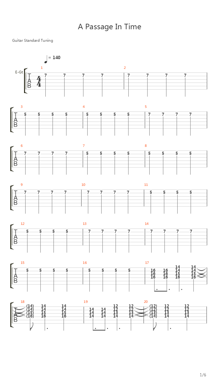 A Passage In Time Live吉他谱