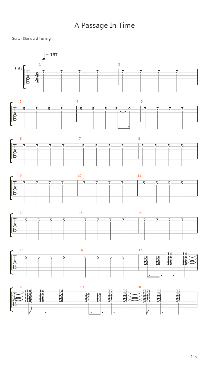 A Passage In Time吉他谱