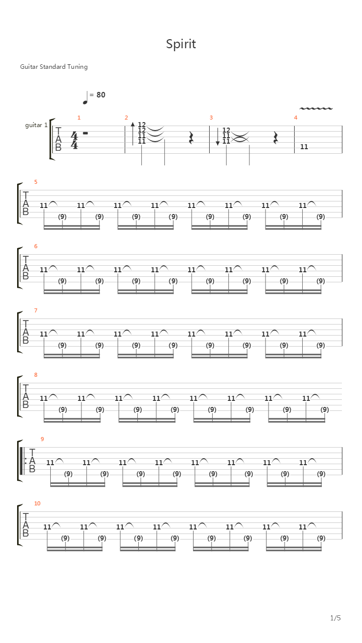 Spirit吉他谱