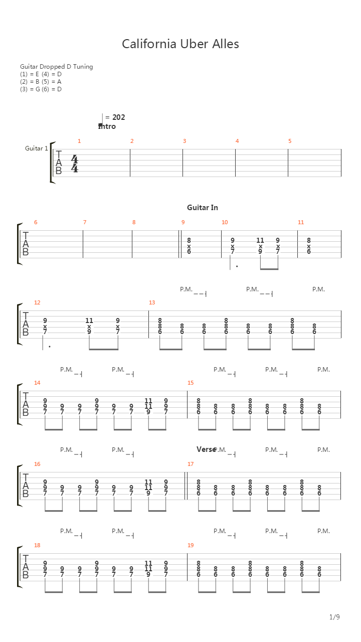 California Uber Alles吉他谱
