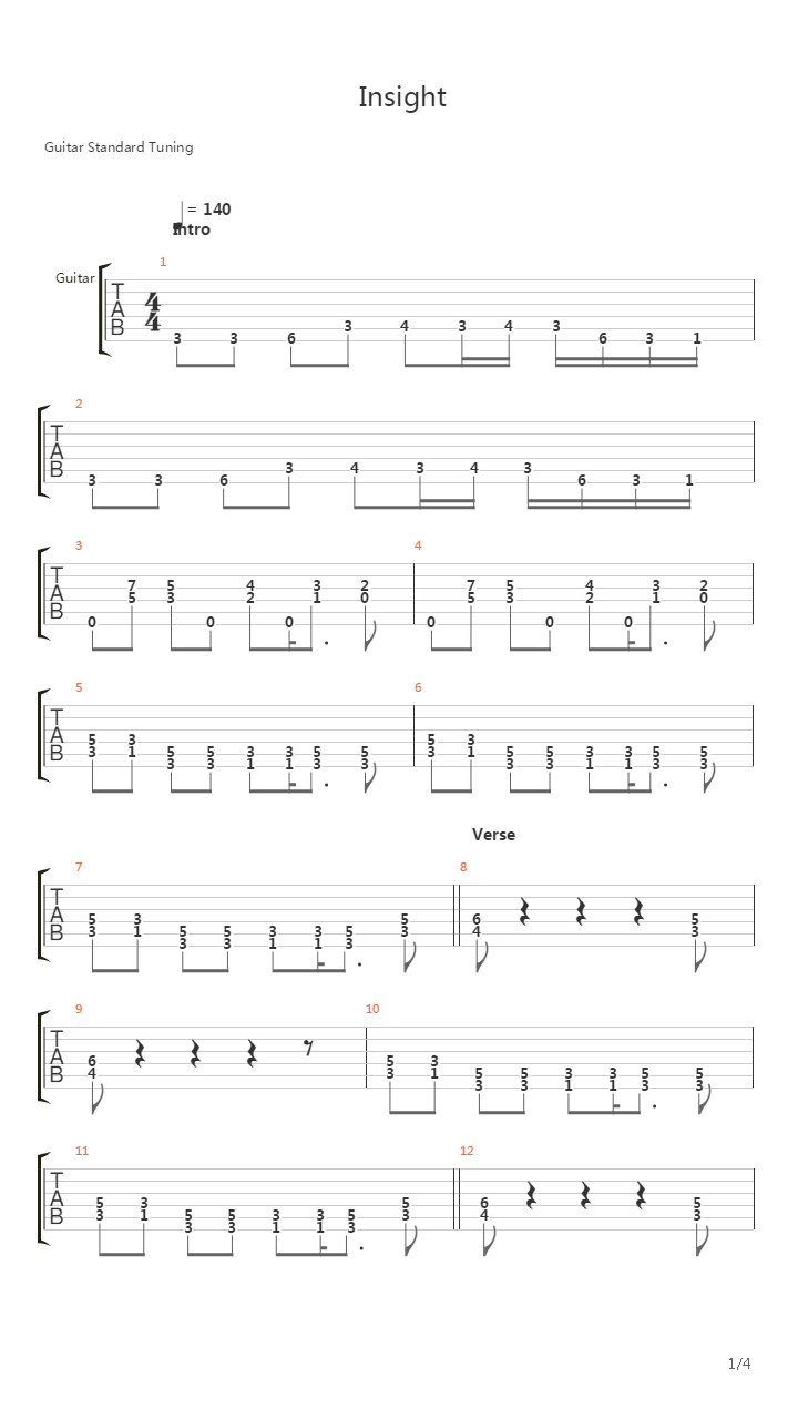 Insight吉他谱