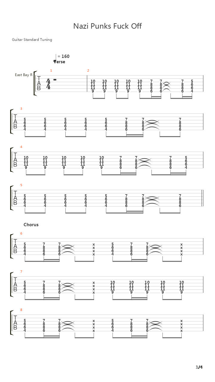 Nazi Punks Fuck Off吉他谱