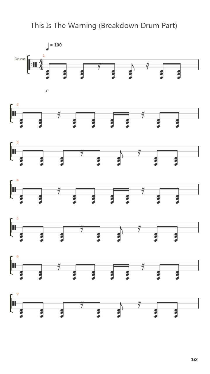 This Is The Warning Drum Breakdown吉他谱