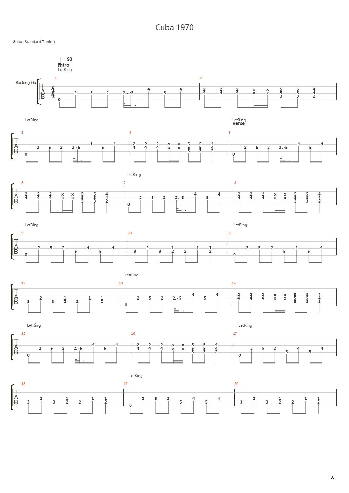 Cuba 1970吉他谱