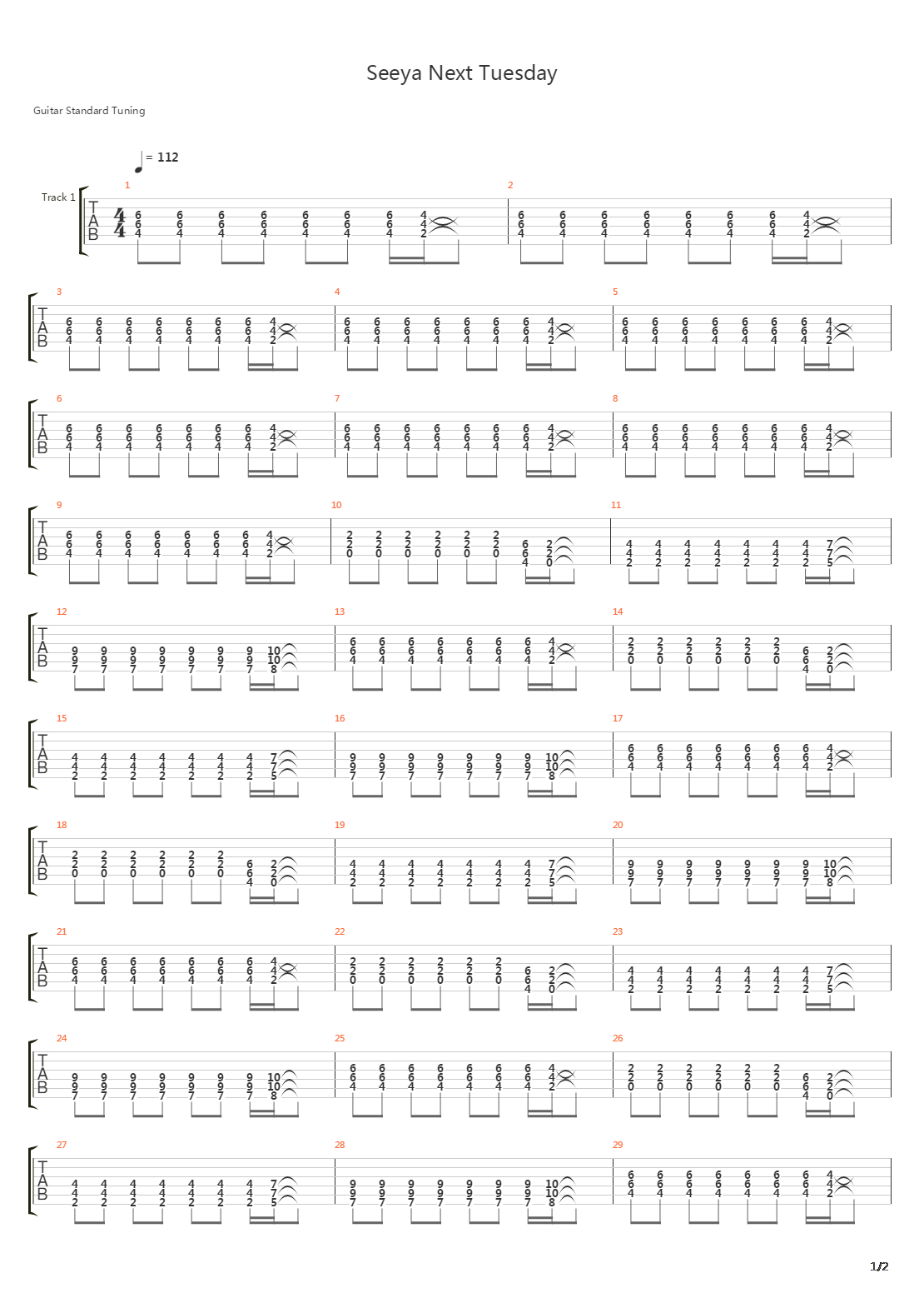 Seeya Next Tuesday吉他谱