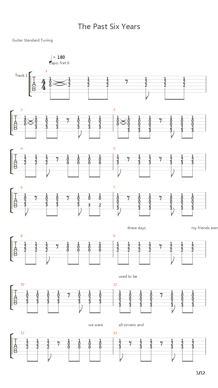 The Past Six Years吉他谱
