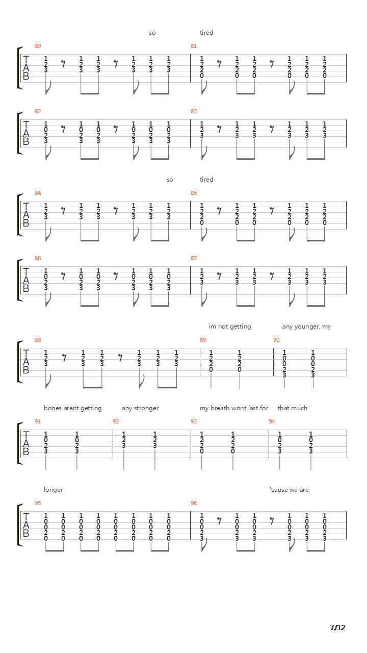 The Past Six Years吉他谱