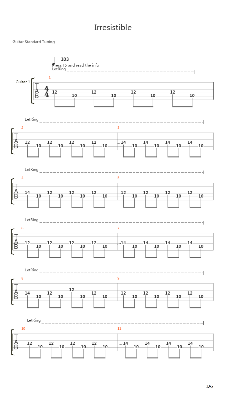 Irresistible吉他谱
