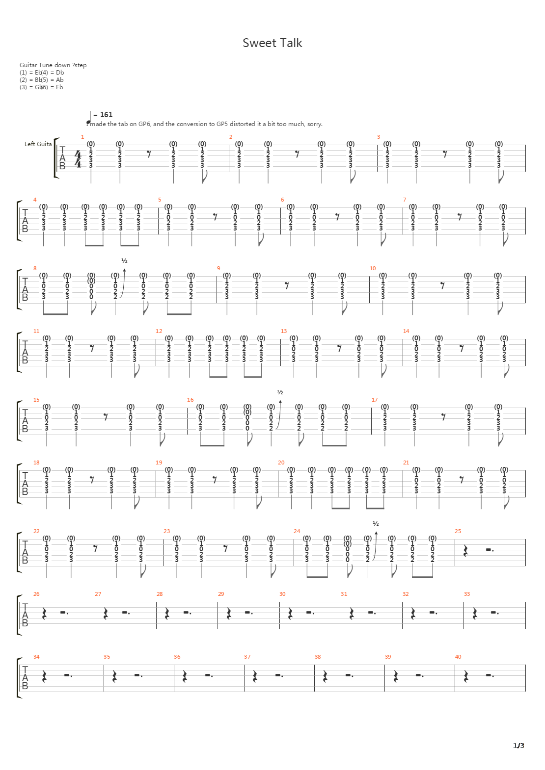 Sweet Talk吉他谱(gtp谱)_Dear and the Headlights
