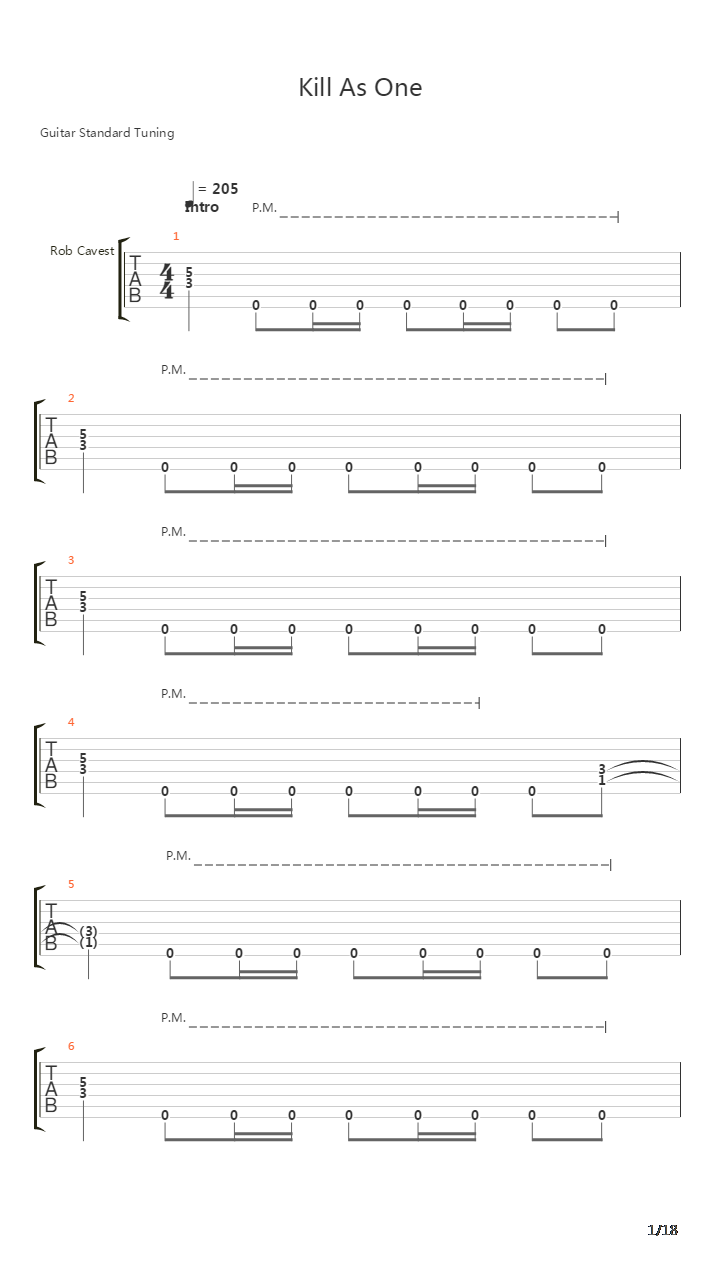 Kill As One吉他谱