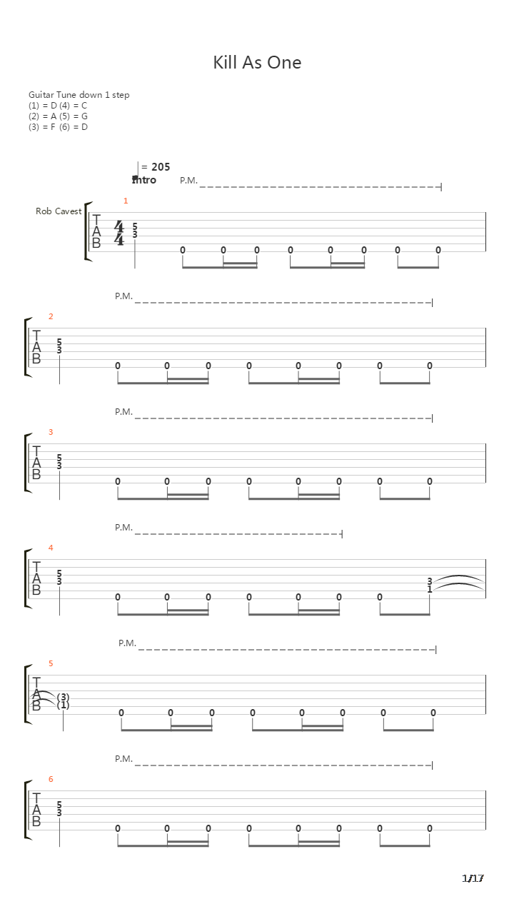 Kill As One吉他谱