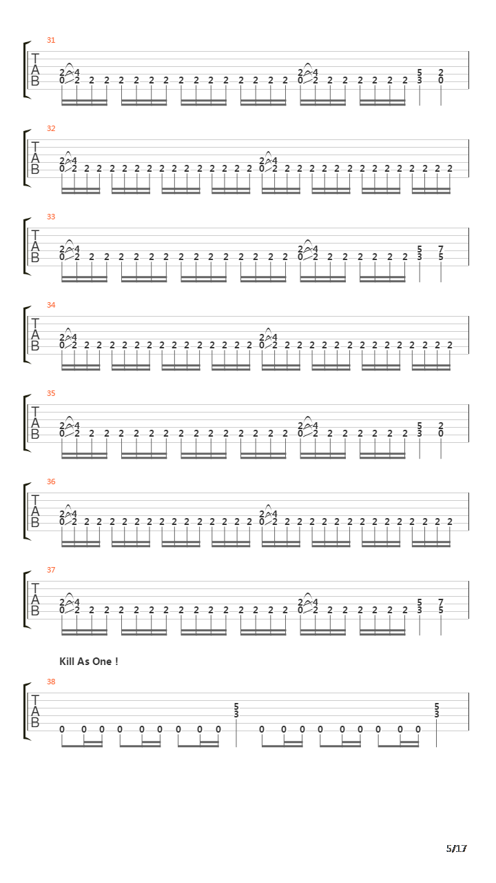 Kill As One吉他谱