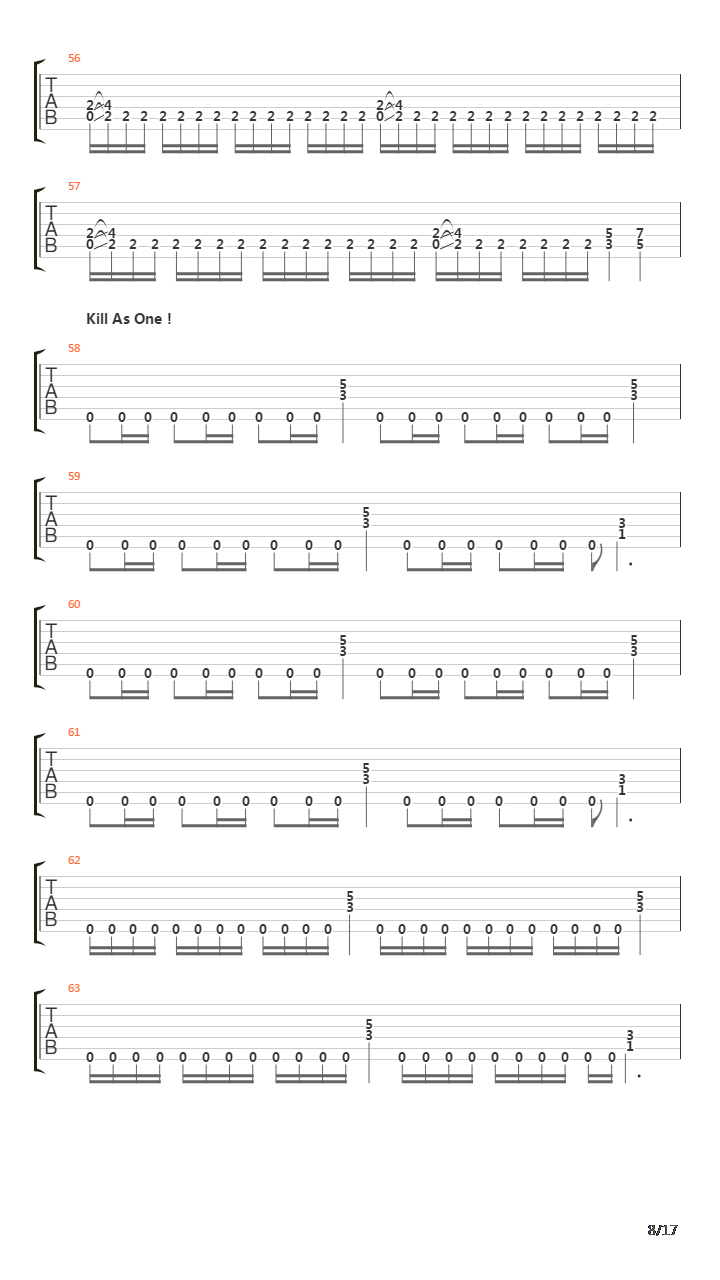 Kill As One吉他谱