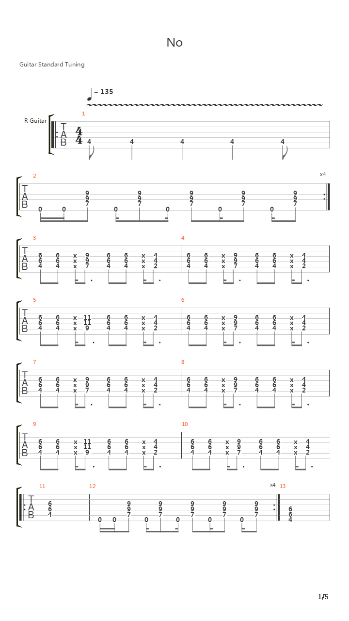 No吉他谱