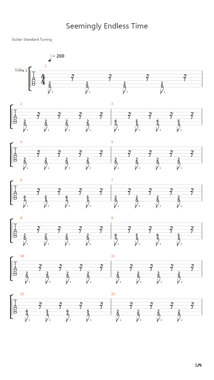 Seemingly Endless Time吉他谱