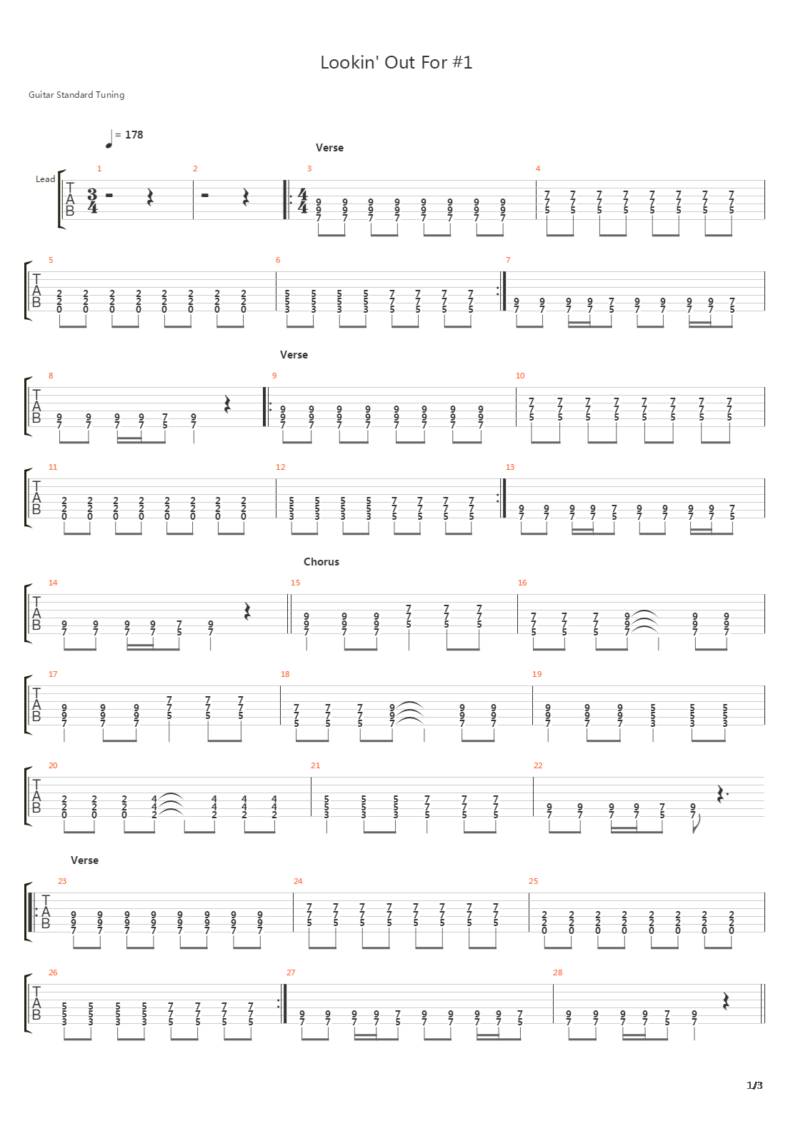 Lookin Out For No1吉他谱