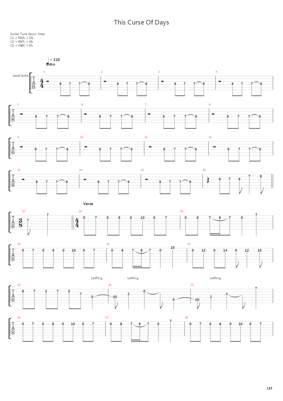 This Curse Of Days吉他谱