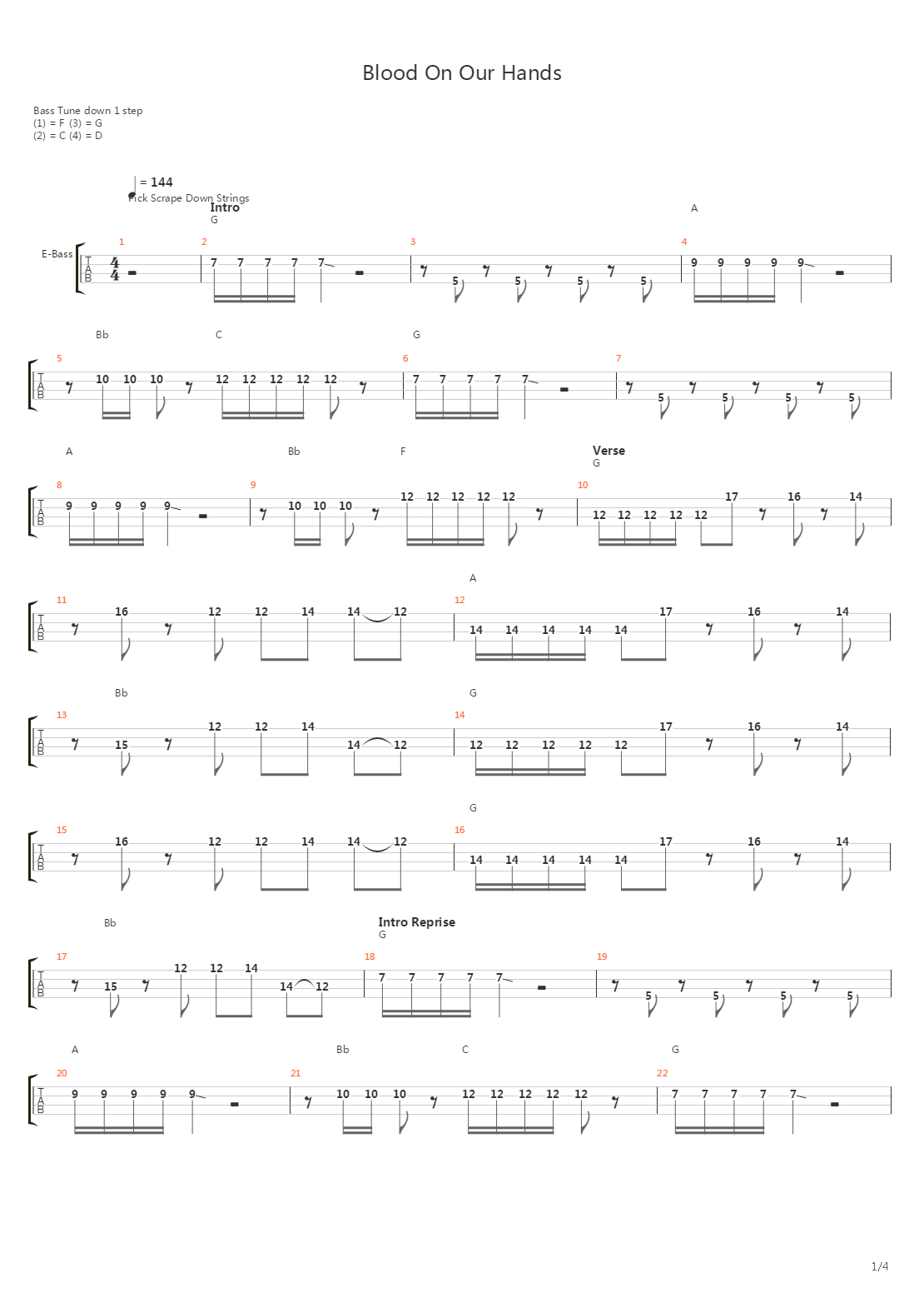 Blood On Our Hands吉他谱