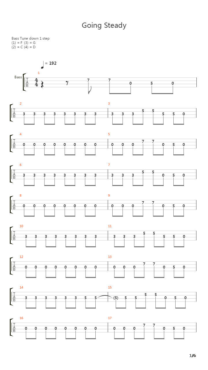 Going Steady吉他谱