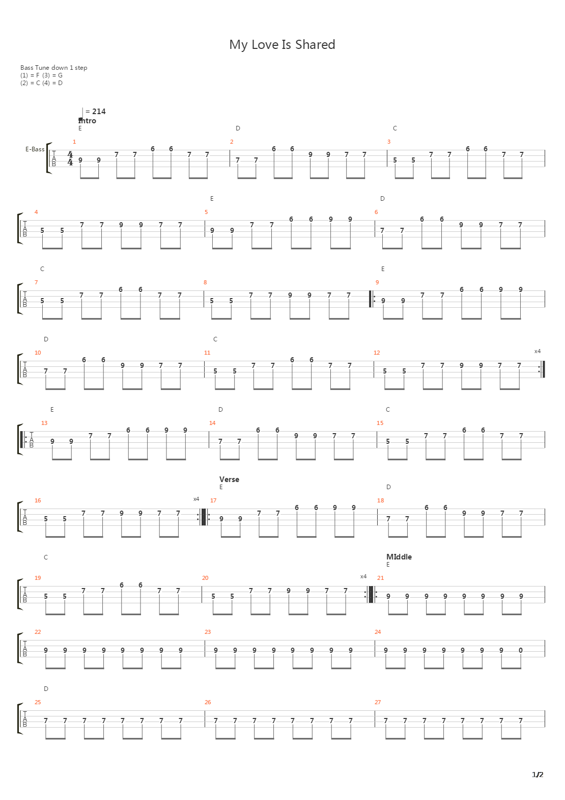 My Love Is Shared吉他谱