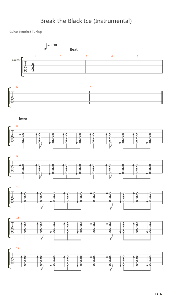 Break The Black Ice吉他谱
