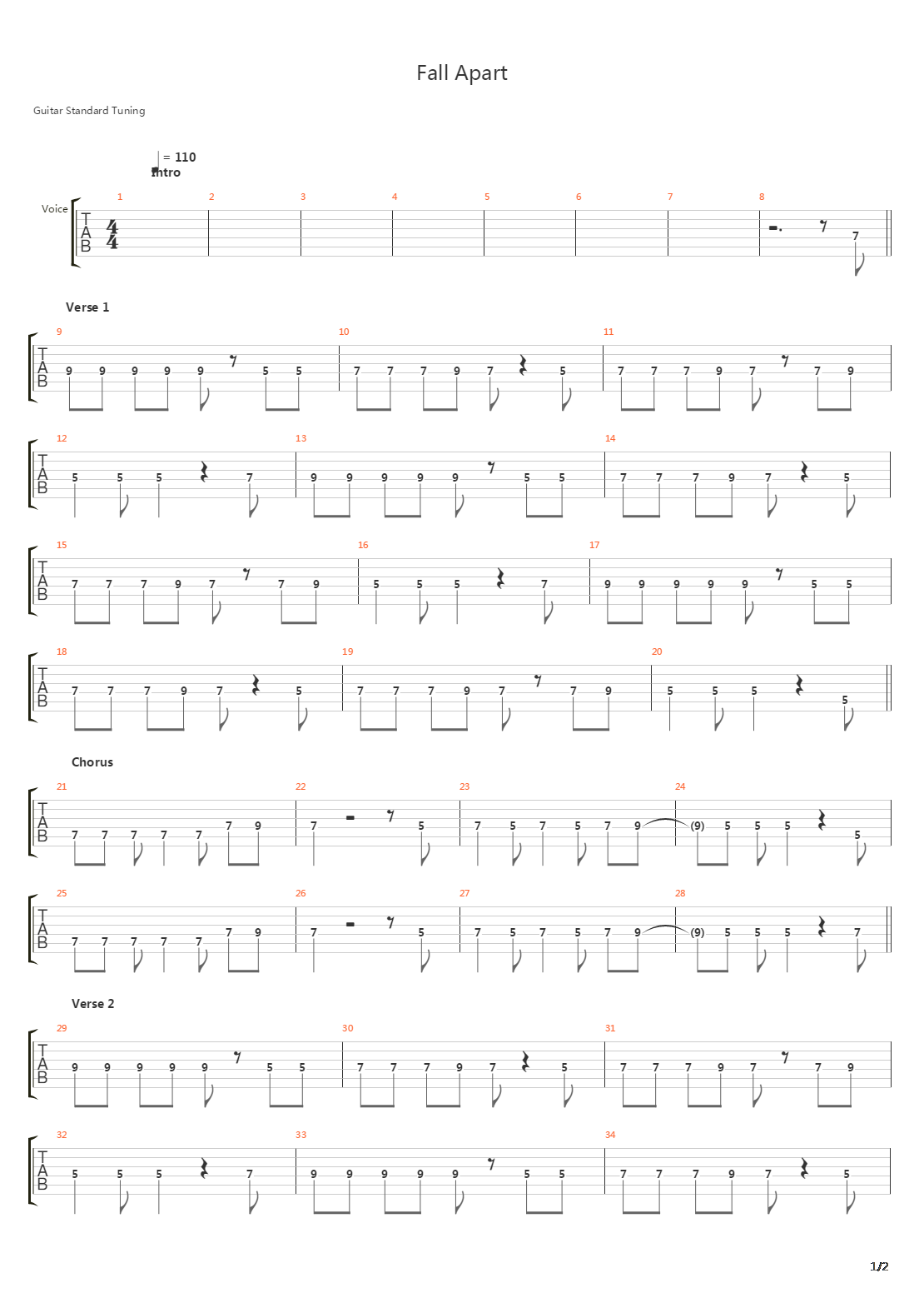 Fall Apart吉他谱