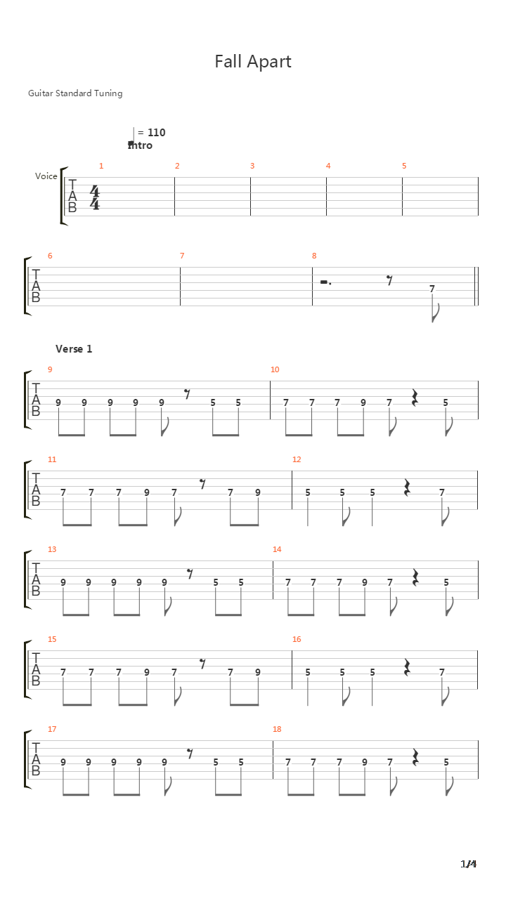 Fall Apart吉他谱