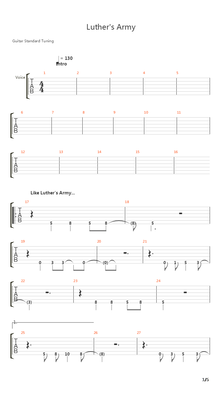 Luthers Army吉他谱